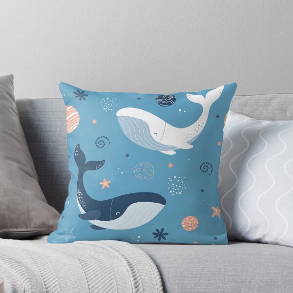 Item preview, Black White Whales on Space pattern designed and sold by homey-bubble.