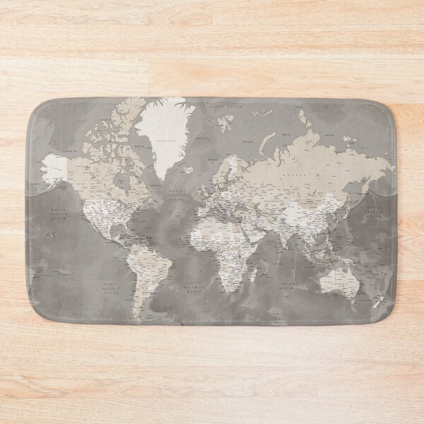Item preview, Brown world map with artistic ocean floor, Davey designed and sold by blursbyai.