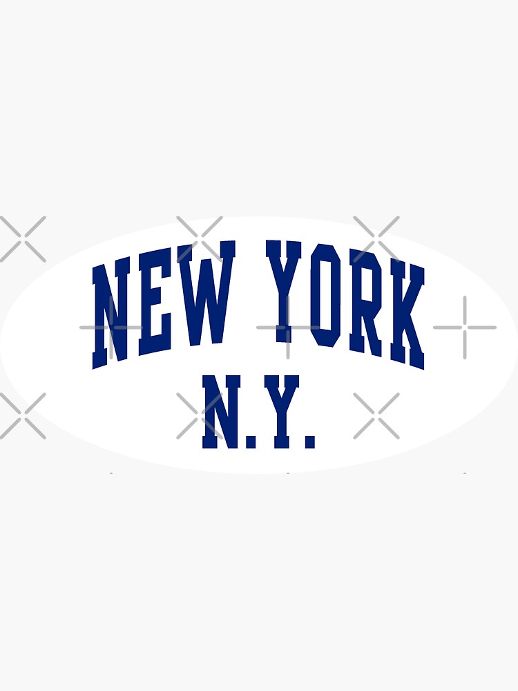 New York N.Y. Dark Blue Varsity Lettering Oval Sticker for Sale by jean  hopkins
