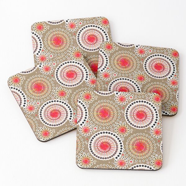 Item preview, Starbursts and Pinwheels, Taupe, Red, White designed and sold by Marymarice.