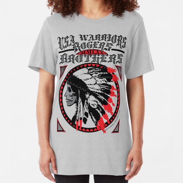 usa warriors indian by rogers bros Slim Fit T-Shirt