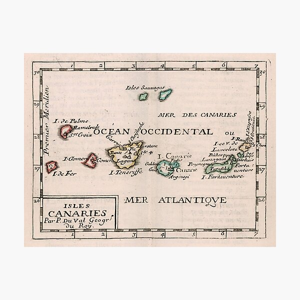 Item preview, Vintage Map of The Canary Islands (1682) designed and sold by BravuraMedia.