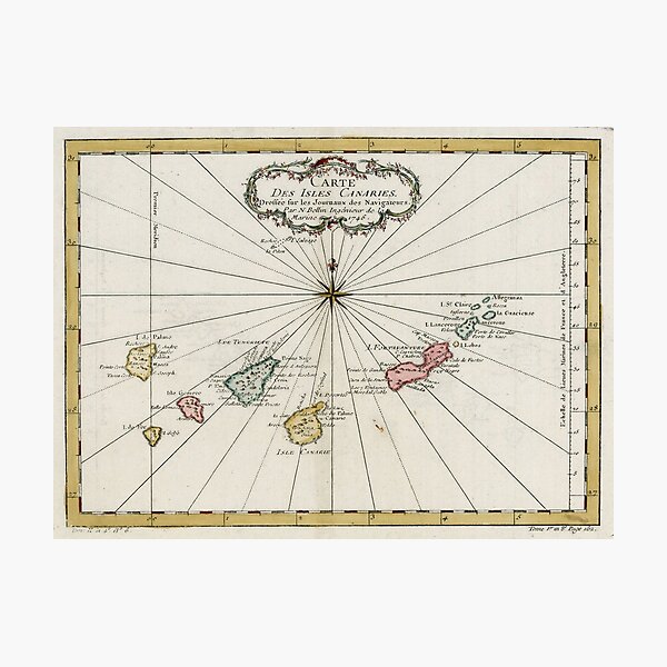 Item preview, Vintage Canary Islands Map (1757) designed and sold by BravuraMedia.