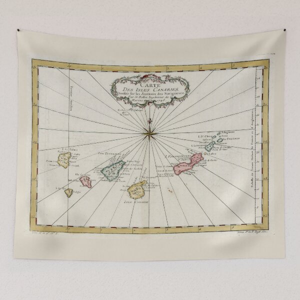 Item preview, Vintage Canary Islands Map (1757) designed and sold by BravuraMedia.