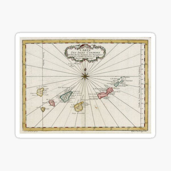 Mapa de Canarias Vintage (1757) Pegatina