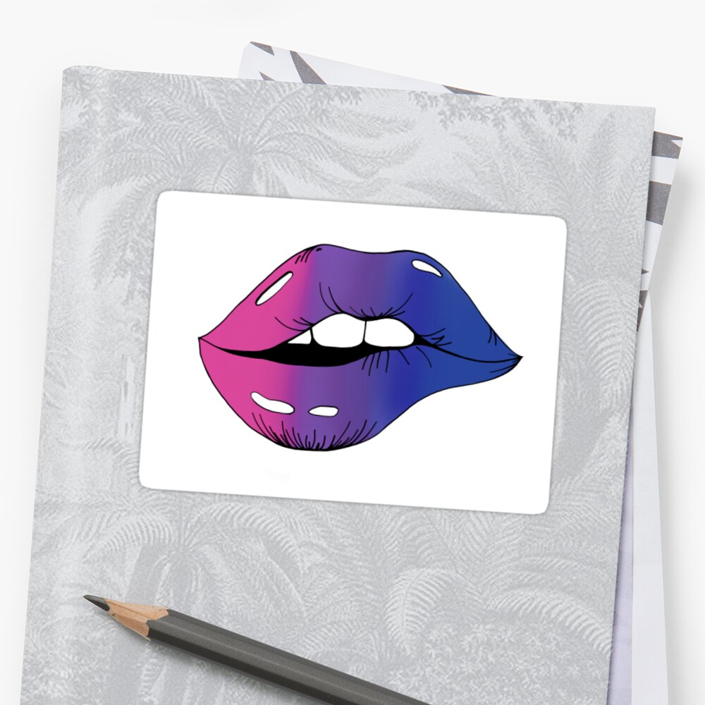Bi Pride Lips Sticker By Aletheabradford Redbubble