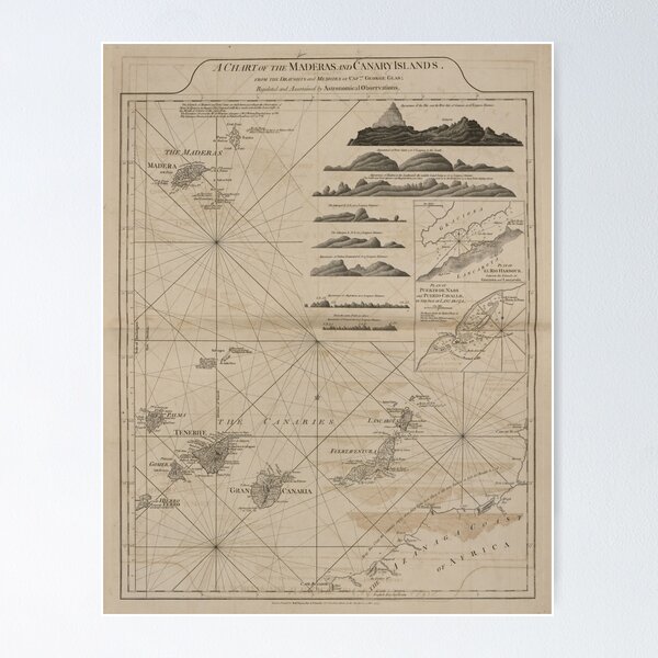Item preview, Vintage Canary Islands Map (1775) designed and sold by BravuraMedia.