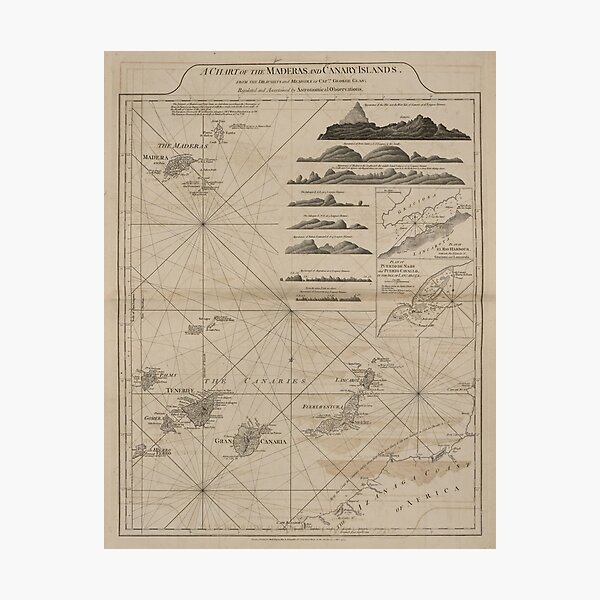 Item preview, Vintage Canary Islands Map (1775) designed and sold by BravuraMedia.