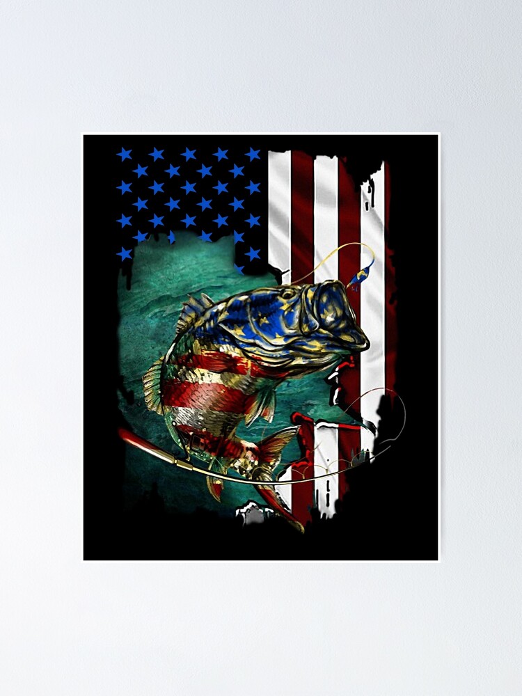 bass fishing american flag 4th of july Poster for Sale by