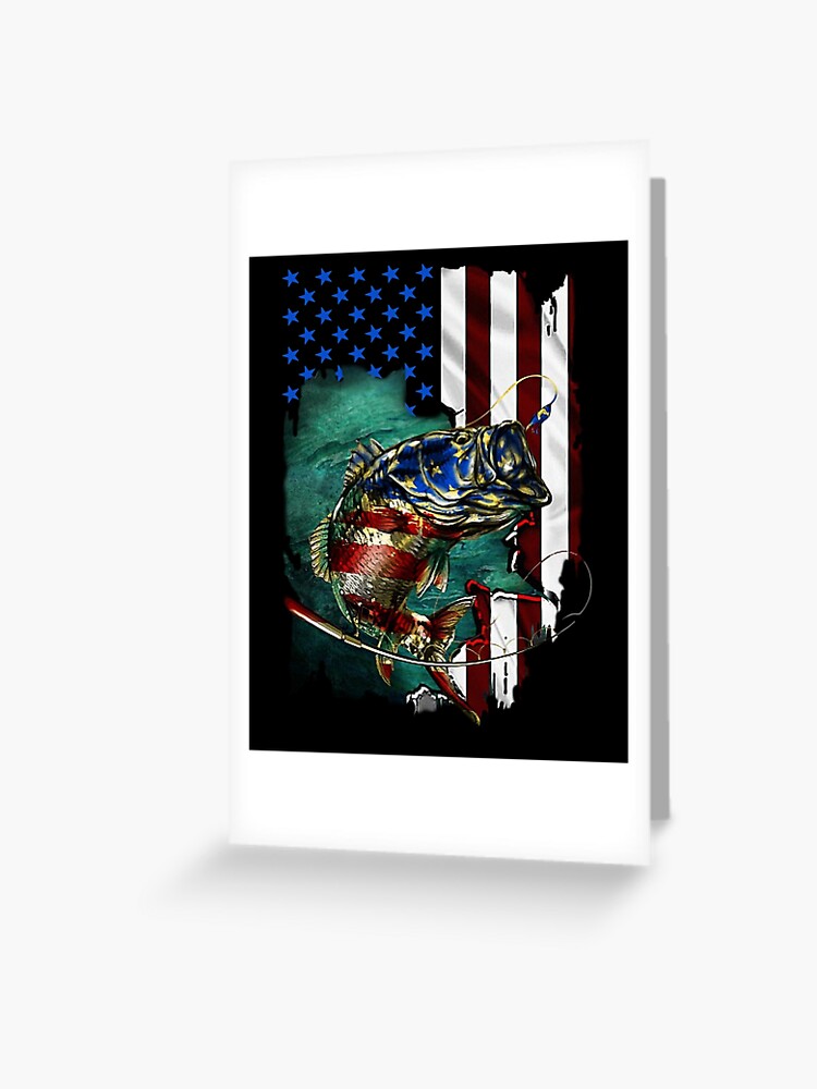 bass fishing american flag 4th of july Greeting Card for Sale by  BRONZELBTAYLOR