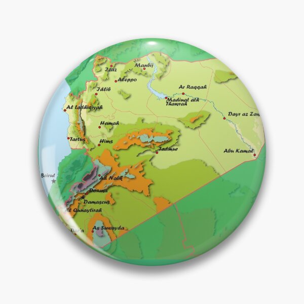 Item preview, Syria detailed physical map topographic map of Syria with Country Borders, Capitals and Major cities designed and sold by mashmosh.