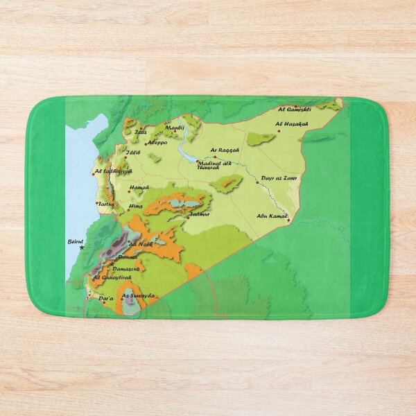 Item preview, Syria detailed physical map topographic map of Syria with Country Borders, Capitals and Major cities designed and sold by mashmosh.