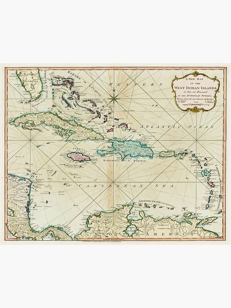 “Vintage Caribbean Map (1795)” Poster by BravuraMedia | Redbubble