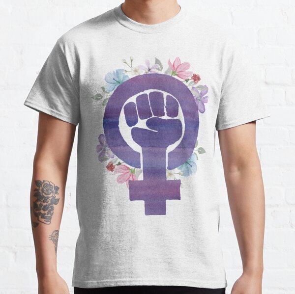Floral Radical Feminist Power Fist Venus Purple Watercolor  Classic T-Shirt
