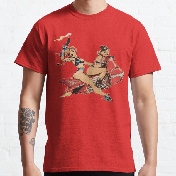 Sexy Futuristic Vintage Space Chase Classic T-Shirt