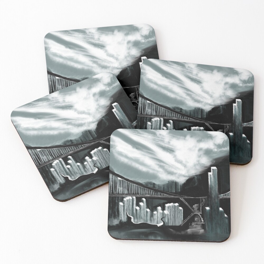 "Gray Cityscape" Coasters (Set of 4) for Sale by Trisquelle Redbubble