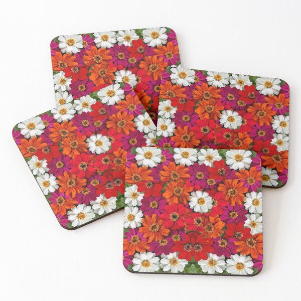 Item preview, WHITE & ORANGE-PURPLE ZINNIA GARDEN designed and sold by sharlesart.
