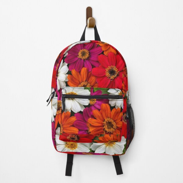 Item preview, WHITE & ORANGE-PURPLE ZINNIA GARDEN designed and sold by sharlesart.