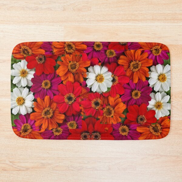 Item preview, WHITE & ORANGE-PURPLE ZINNIA GARDEN designed and sold by sharlesart.