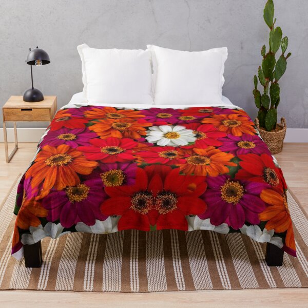 Item preview, WHITE & ORANGE-PURPLE ZINNIA GARDEN designed and sold by sharlesart.