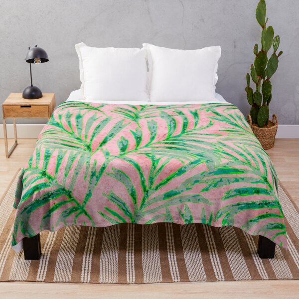 Item preview, Pink and Green Tropical Leaves Batik Look Pattern designed and sold by Michelebuttons.