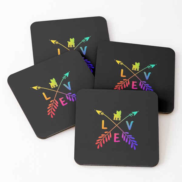 Item preview, Love Yorkie, Yorkie Mama, Rainbow Colors, Yorkshire Terrier, Yorkie Gifts, Mother Tees, Cute Illustration, Teacup Yorky, Black Background designed and sold by Annona-.