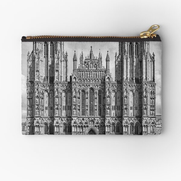 Wells Cathedral in Black and white Zipper Pouch