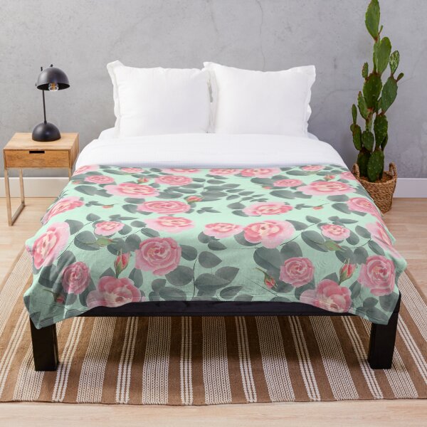 Item preview, Red Rose Flower pattern - Light Aqua background designed and sold by homey-bubble.