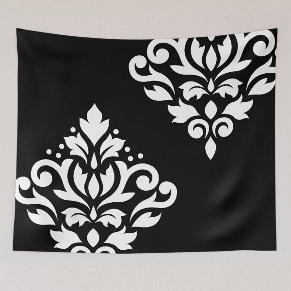 Item preview, Scroll Damask Art I White on Black designed and sold by NataliePaskell.