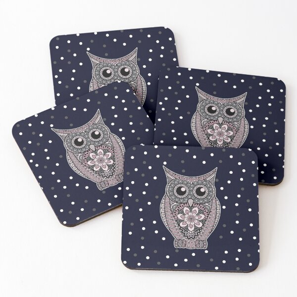 Item preview, Owl Zentangle in Shades of Pink And Grey designed and sold by madtoyman.