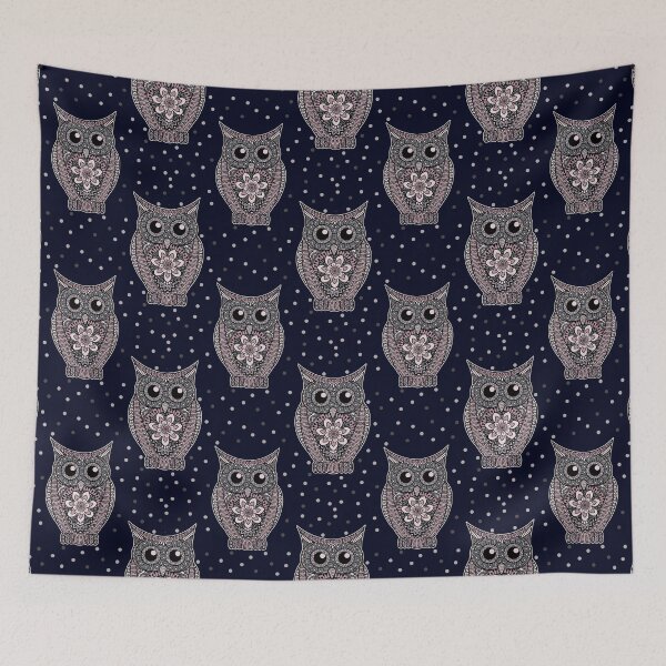 Item preview, Owl Zentangle in Shades of Pink And Grey designed and sold by madtoyman.