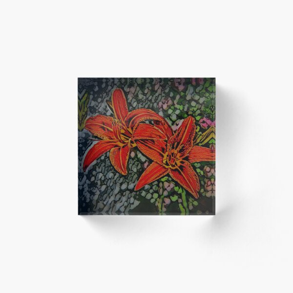 Nightblooming Daylily Flowers Acrylic Block