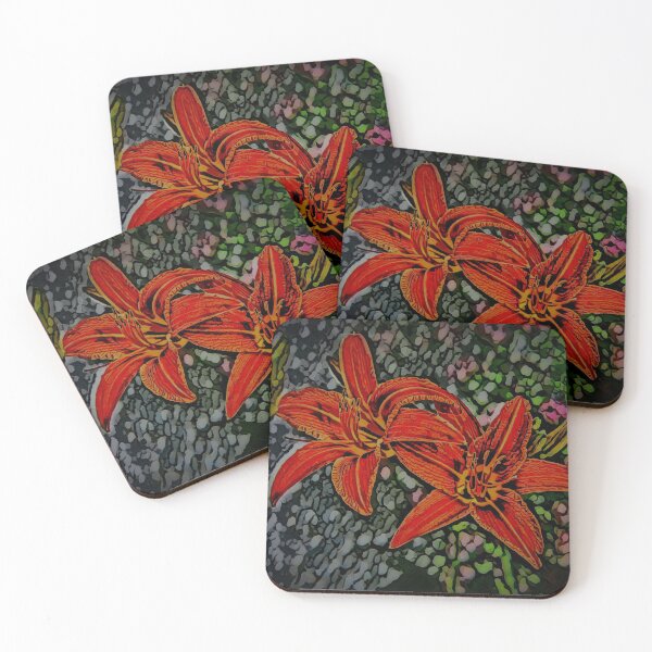 Nightblooming Daylily Flowers Coasters (Set of 4)