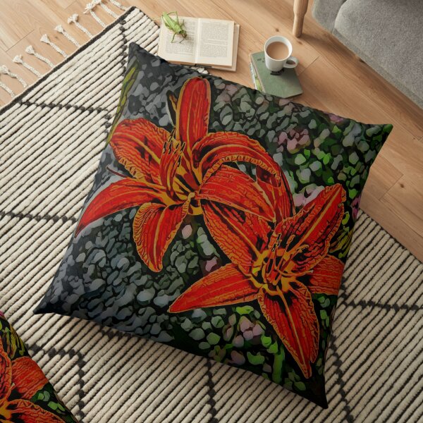 Nightblooming Daylily Flowers Floor Pillow