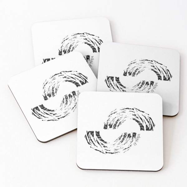 Item preview, Offset Semi-Circles Linoleum Block Print in Black designed and sold by JD-PANDA.