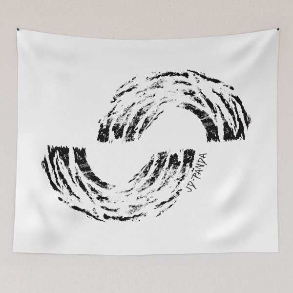 Item preview, Offset Semi-Circles Linoleum Block Print in Black designed and sold by JD-PANDA.