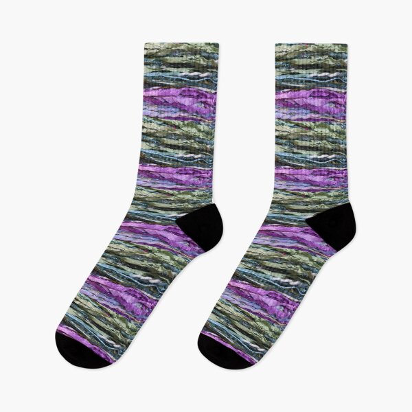 Item preview, Silk strands and eclectic yarns, green blue teal purple pink lavender designed and sold by djrunnels.