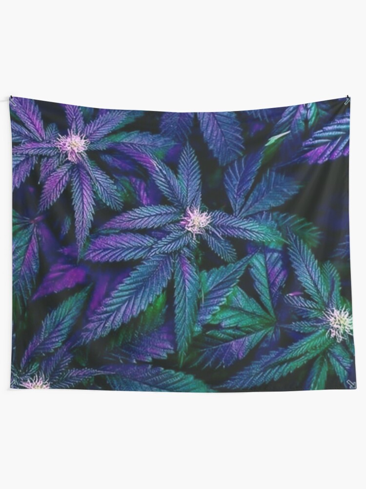 Alternate view of Psychedelic Marijuana Cannabis Ganja Print Tapestry
