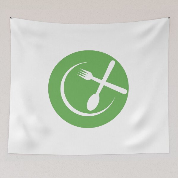 Item preview, Cafe or restaurant serving Organic food symbol- Green Plate with spoon and fork symbolizing Vegan friendly diet by European Vegetarian Union designed and sold by Shawlin Islam.