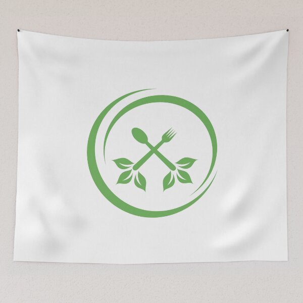 Item preview, Cafe or restaurant serving Organic food symbol- leaves from spoon and fork symbolizing Vegan friendly diet by European Vegetarian Union designed and sold by Shawlin Islam.
