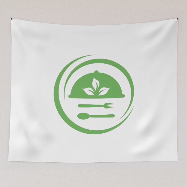 Item preview, Cafe or restaurant serving Organic food symbol- leaves from spoon and fork symbolizing Vegan friendly diet by European Vegetarian Union designed and sold by Shawlin Islam.