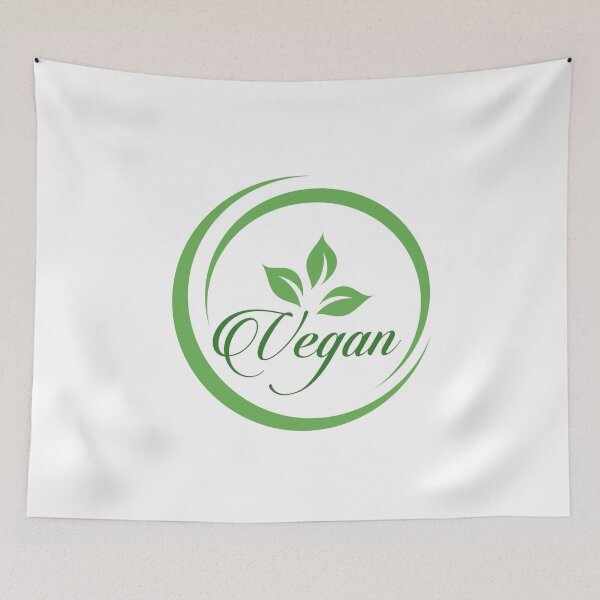 Item preview, Vegan cursive text symbol with green leaves for organic Vegetarian friendly diet- Universal vegetarian symbol designed and sold by Shawlin Islam.