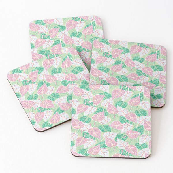 Item preview, variegated foliage pattern in pink white and green designed and sold by rysunki-malunki.