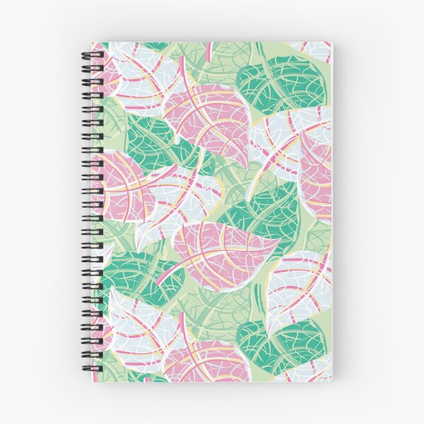 Item preview, variegated foliage pattern in pink white and green designed and sold by rysunki-malunki.