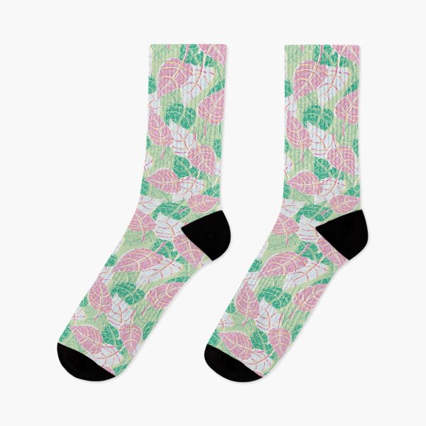 Item preview, variegated foliage pattern in pink white and green designed and sold by rysunki-malunki.