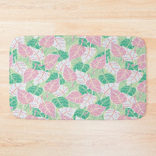 Item preview, variegated foliage pattern in pink white and green designed and sold by rysunki-malunki.