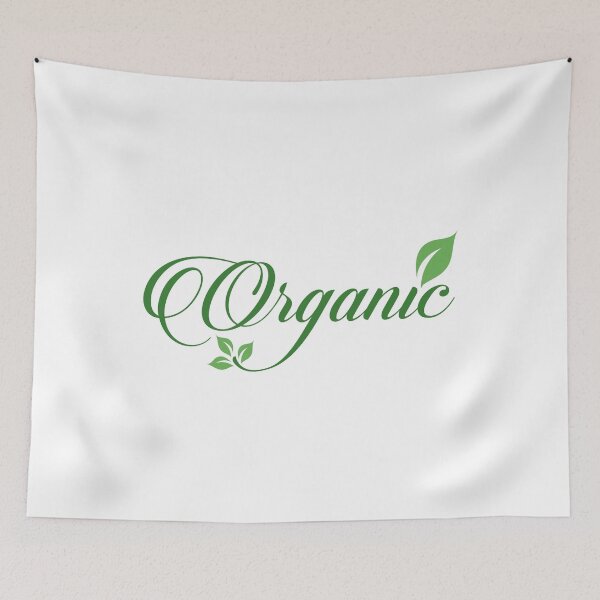 Item preview, Organic food sign calligraphy with green leaf symbolizing Vegetarian friendly diet by European Vegetarian Union designed and sold by Shawlin Islam.