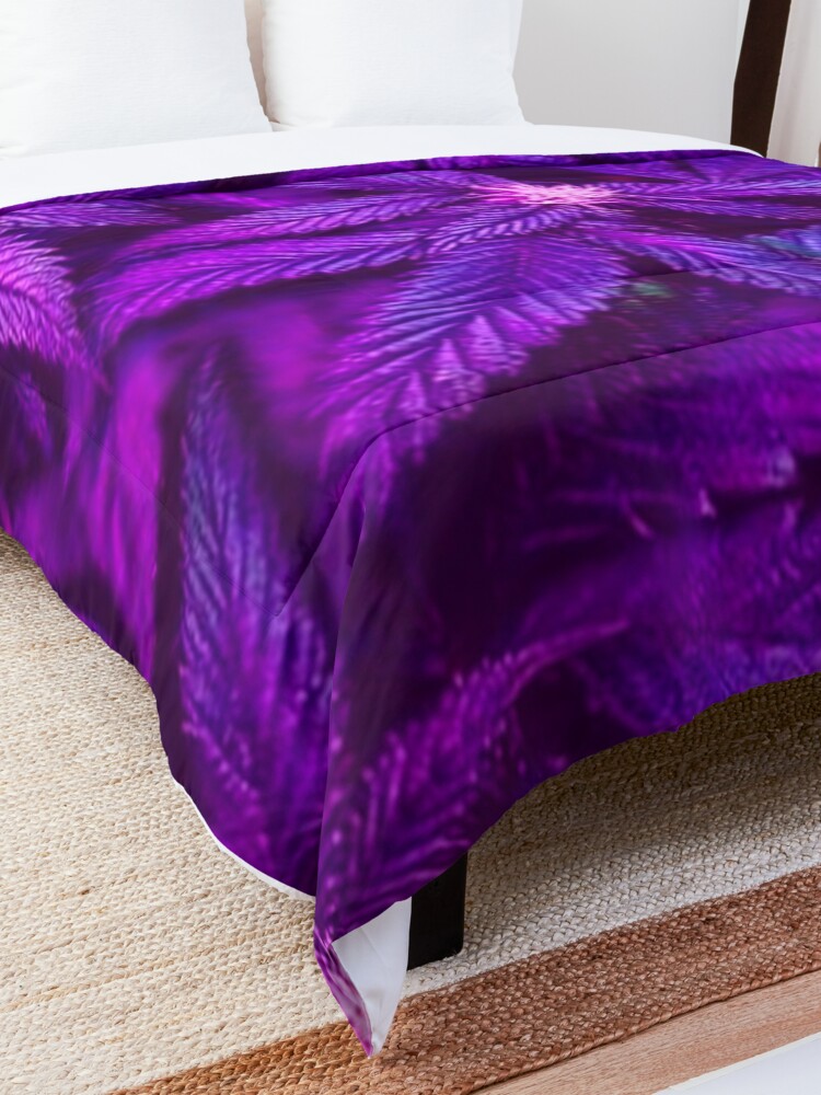 Alternate view of Psychedelic Purple Cannabis Marijuana Decor Comforter