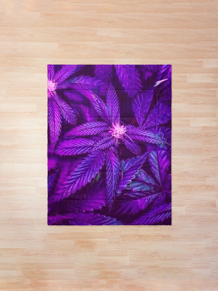 Alternate view of Psychedelic Purple Cannabis Marijuana Decor Comforter