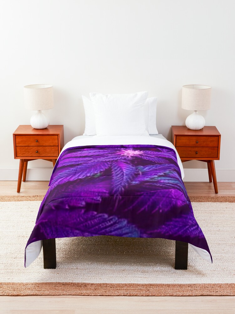 Alternate view of Psychedelic Purple Cannabis Marijuana Decor Comforter